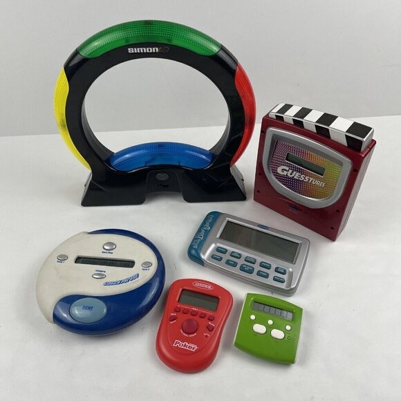 TESTED Lot of 6 Handheld Electronic Games Radica Hasbro Poker Simon Blackjack - Picture 1 of 8